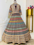 Mutli Thread Work Georgette Gown