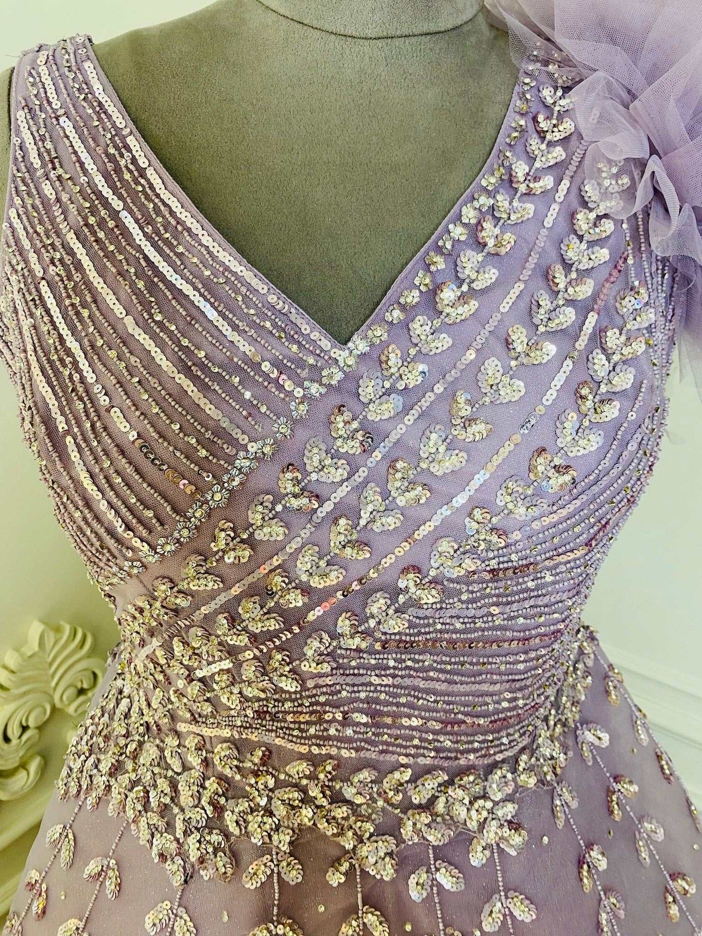 Levendar Hand Work Gown
