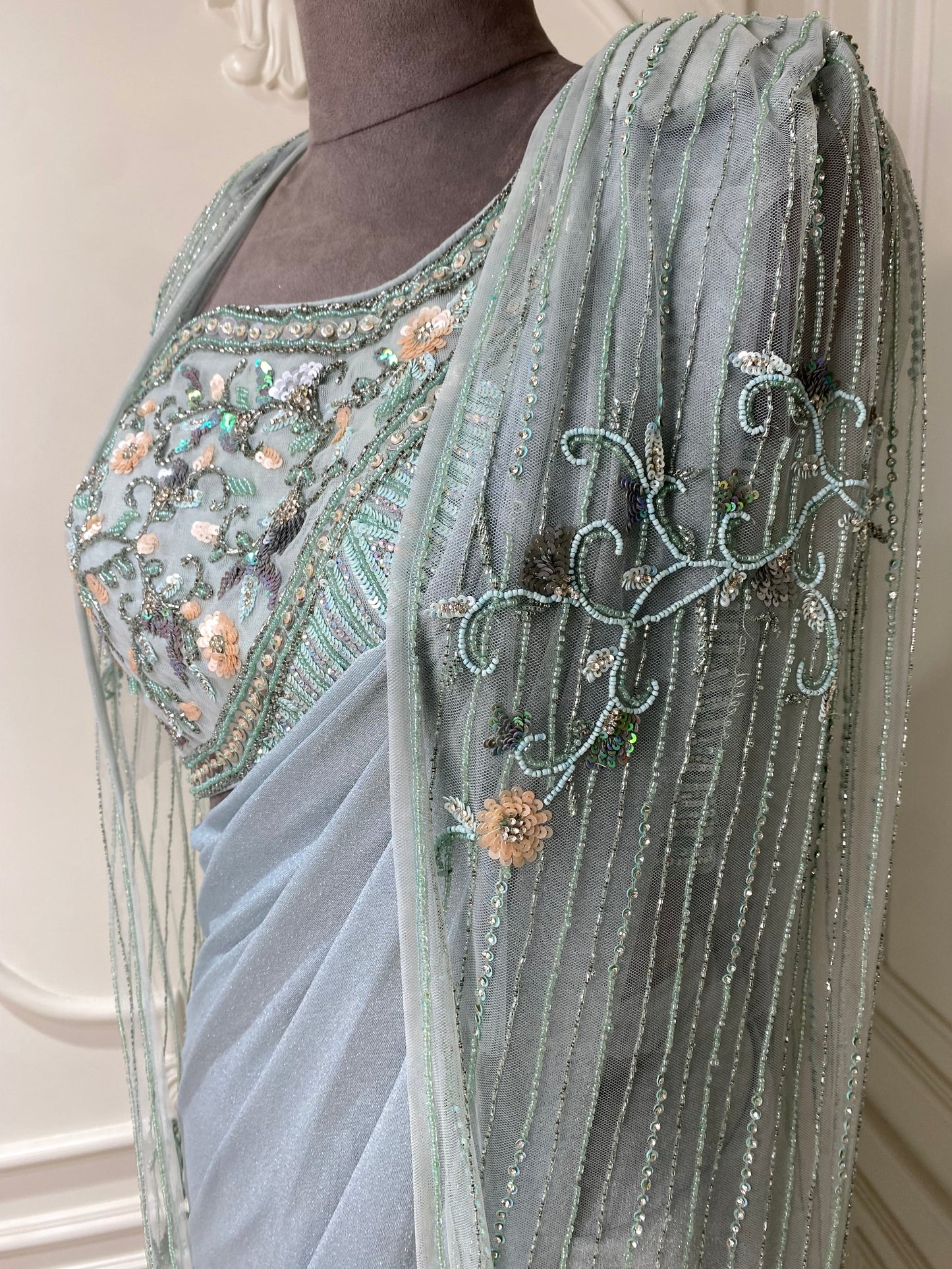 Azure Soft Premium Lycra Drape Saree