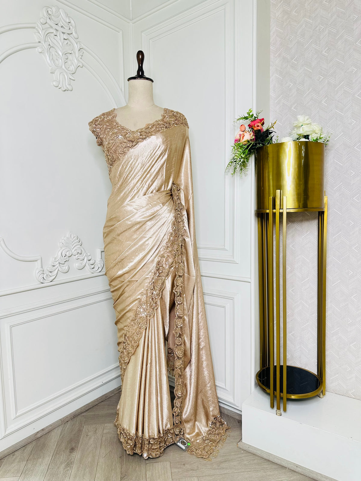 golden saree by Mamta Saree - full drape
