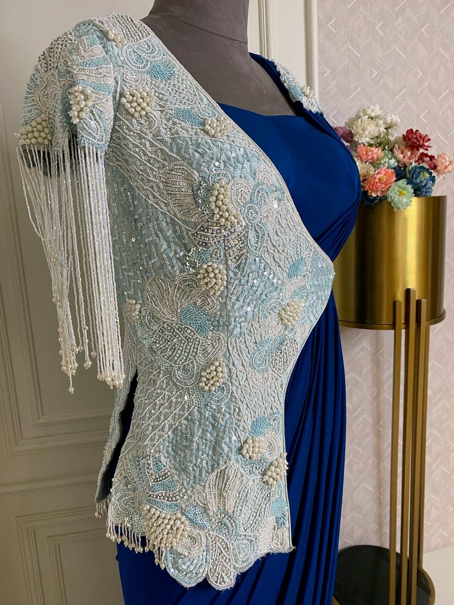 ILLUSION JACKET ROYAL BLUE DRAPE SAREE