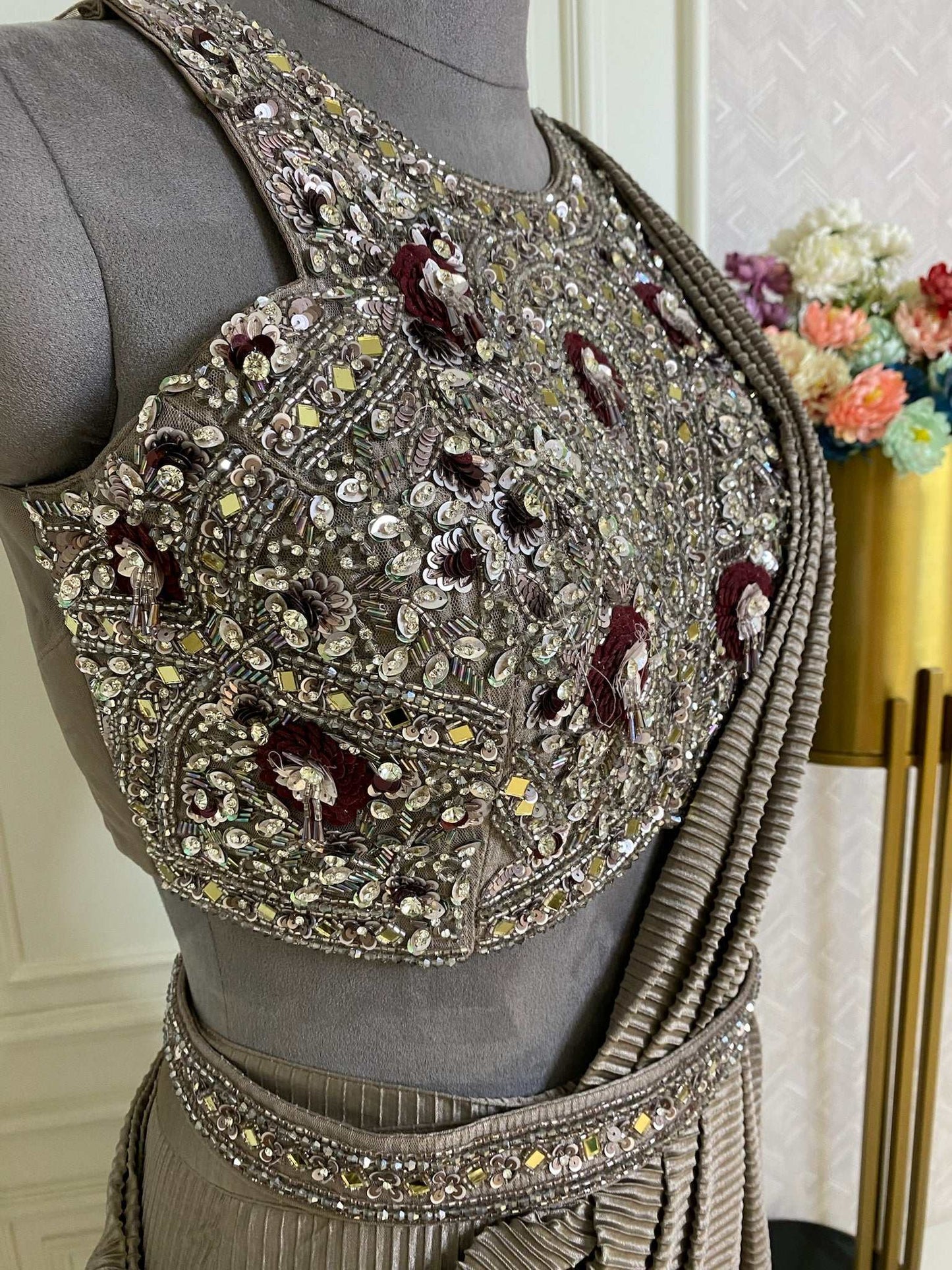 Mouse Satin Wrinkle Saree