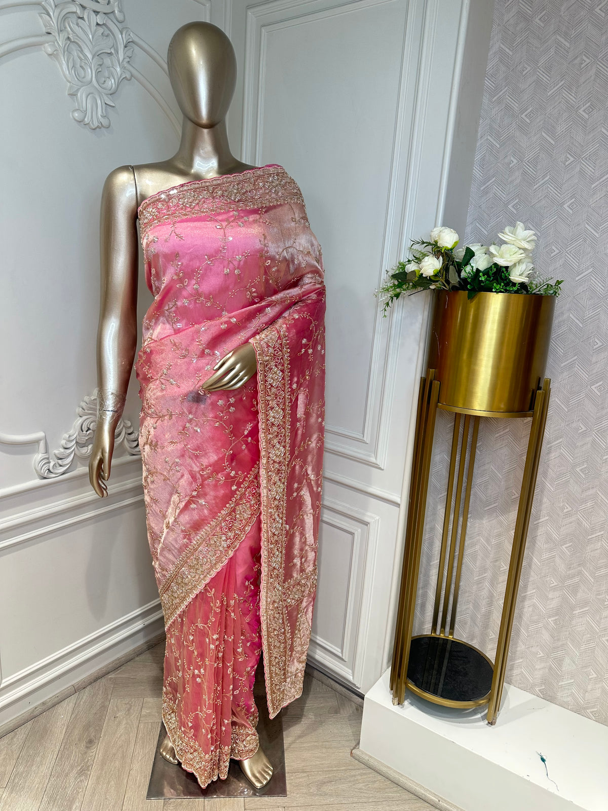 pink saree by Mamta Saree - full drape