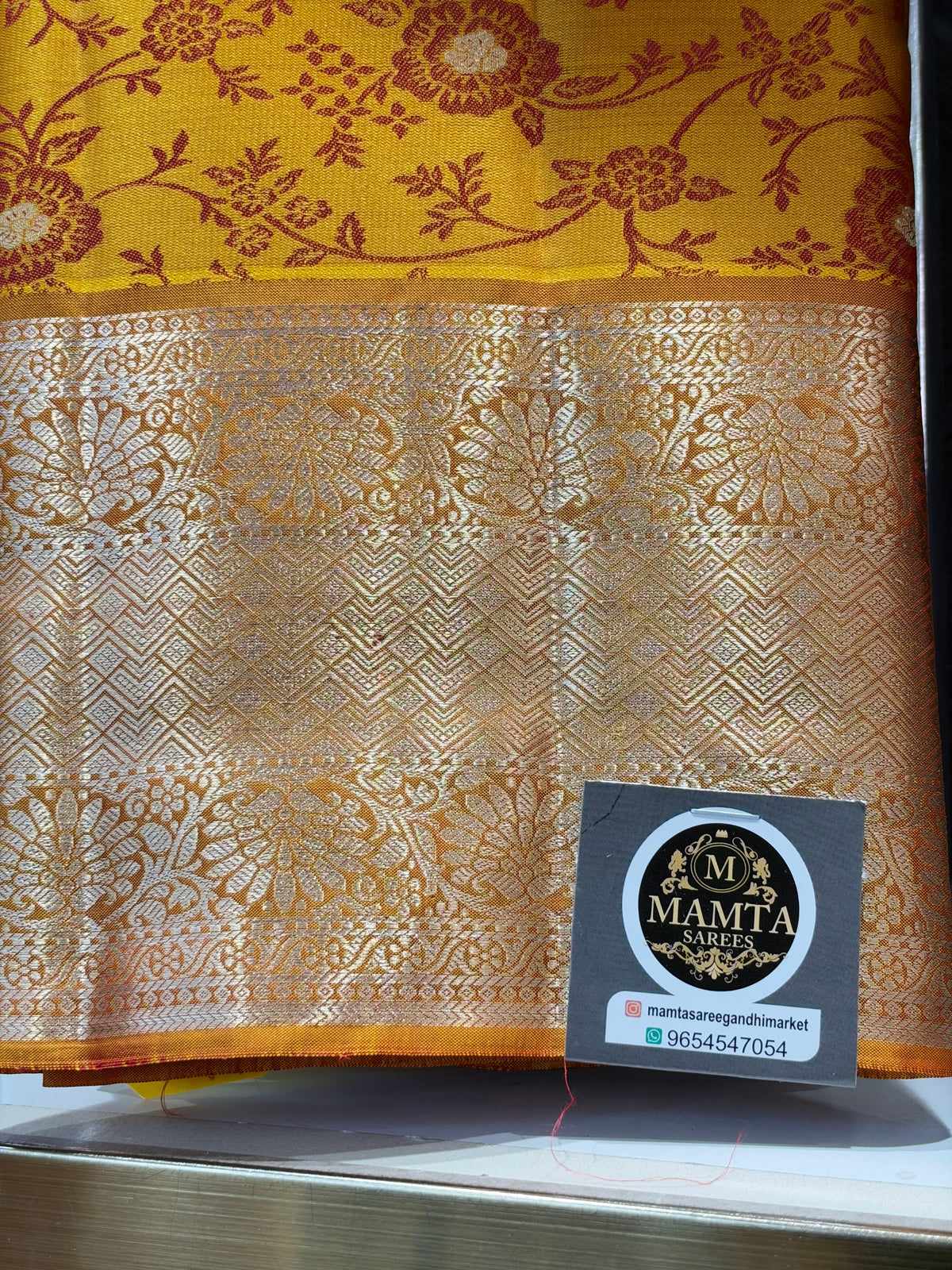 mustard saree by Mamta Saree - border detail