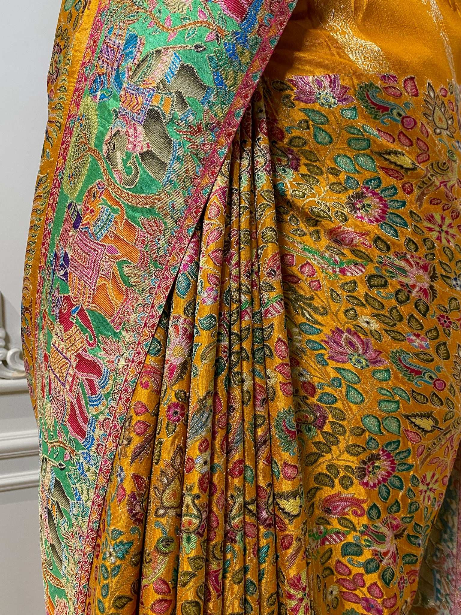 Multi weaving silk saree