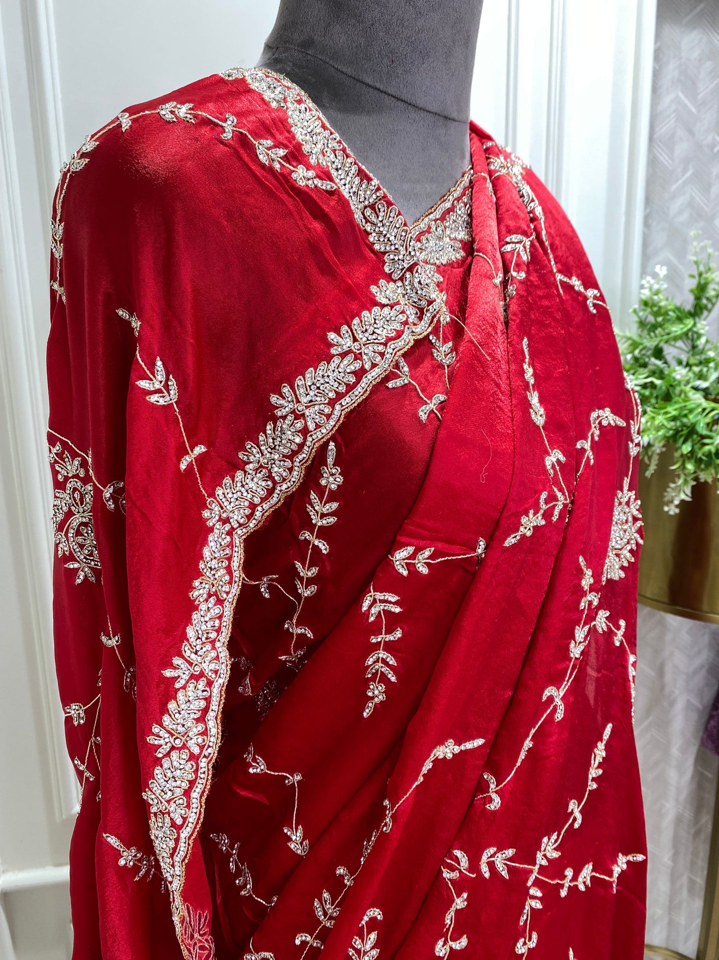 Caripaya saree hand work with zarkan