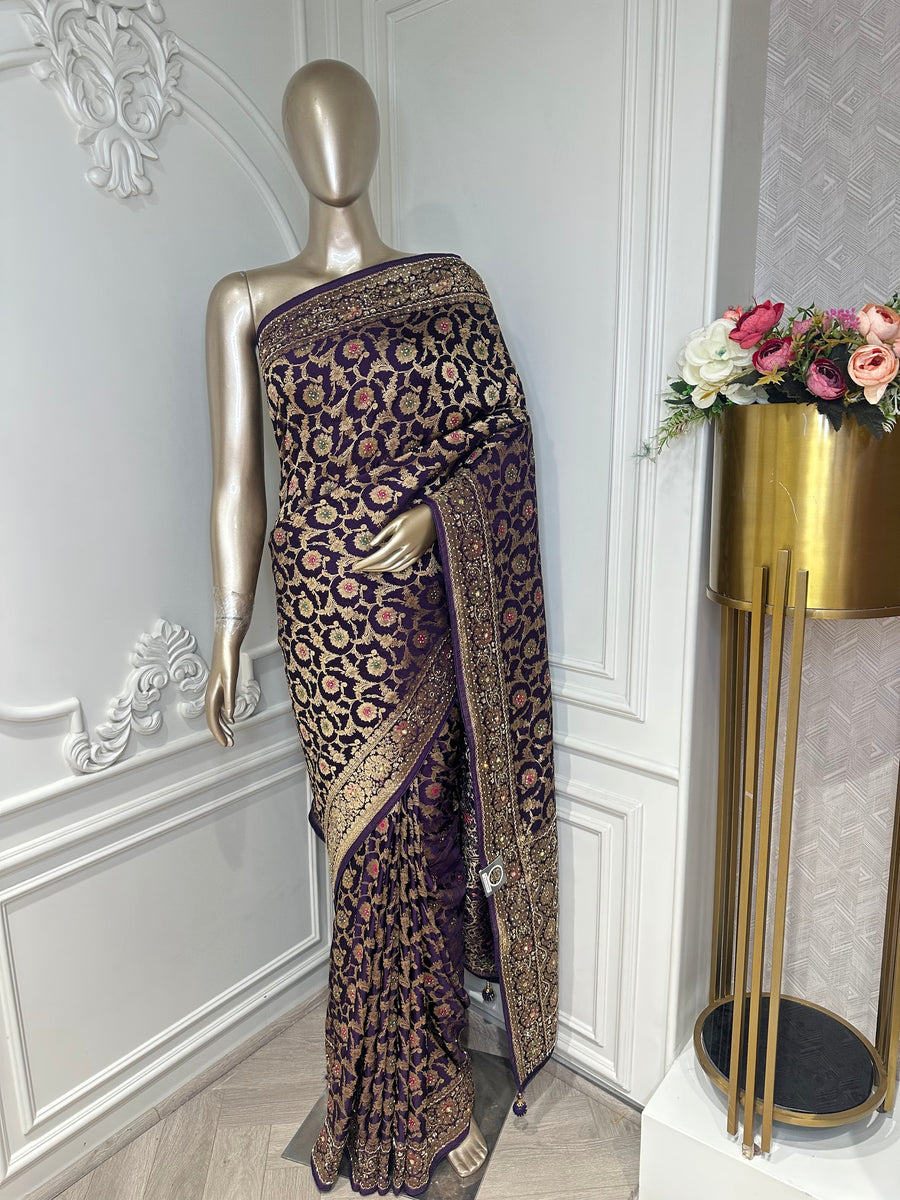 Purple saree by Mamta Saree - full drape