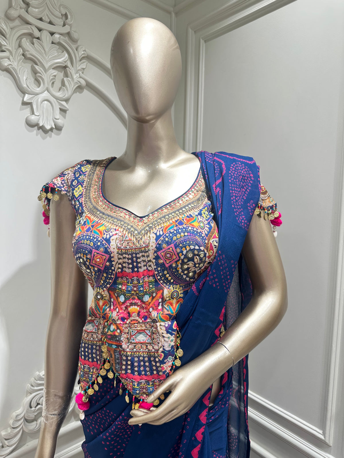 blue saree by Mamta Saree - border detail