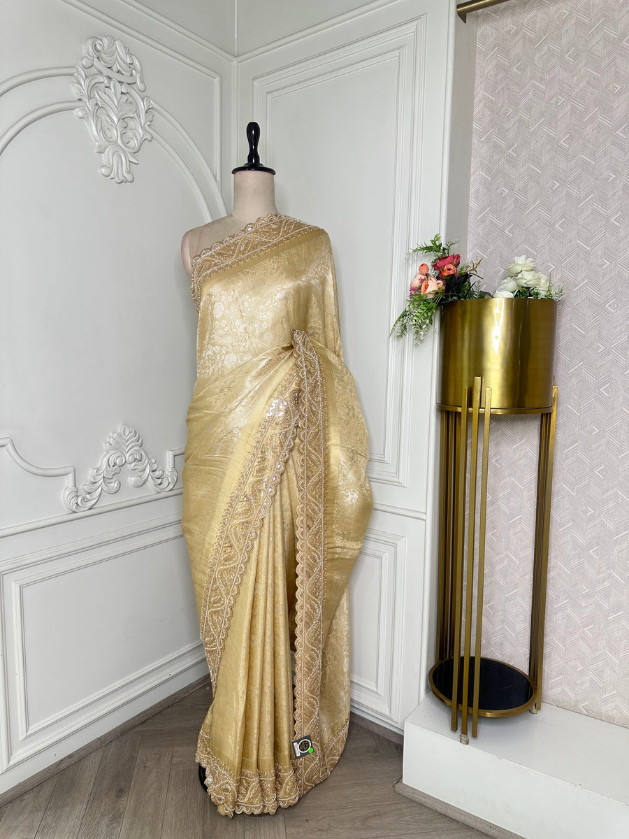 Golden saree by Mamta Saree - full drape