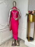 Pink Peacock Embroidered Suit Set