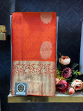 Orange Geometric Motif Saree