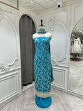 Teal Sequin Embroidered Dress Material