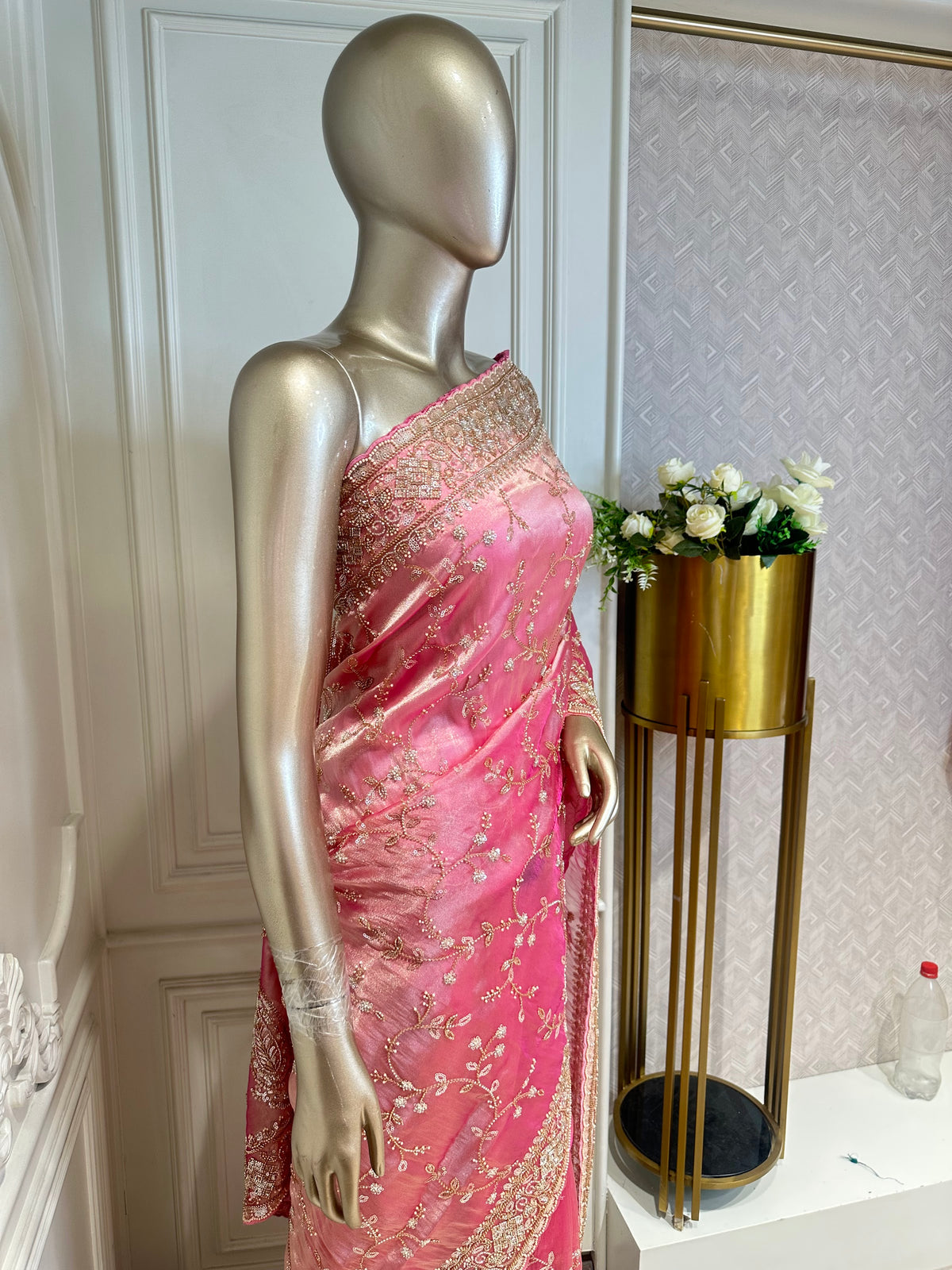 pink saree by Mamta Saree - embroidery detail