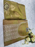 Olive Green Floral Print Dress Material