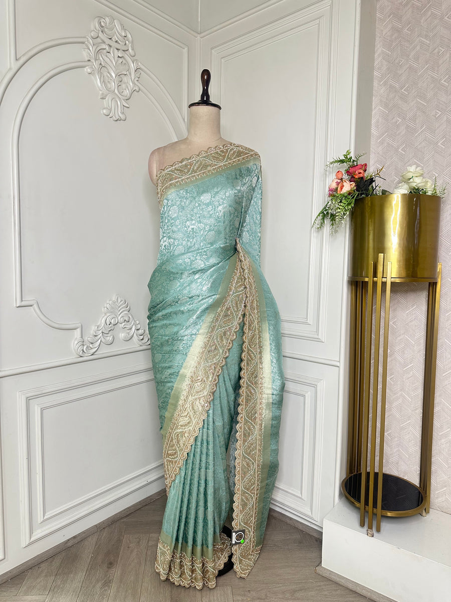 Blue saree by Mamta Saree - full drape