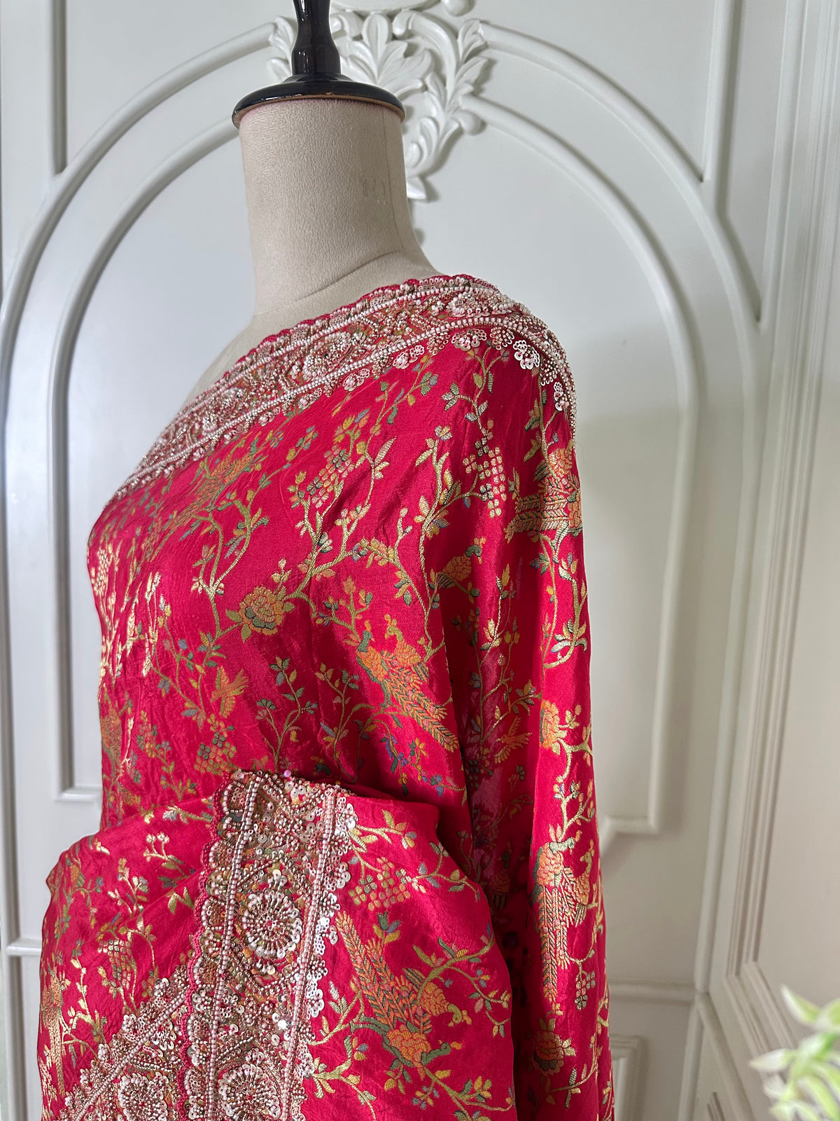 Pink saree from the Pearl Position collection by Mamta Saree - view 3