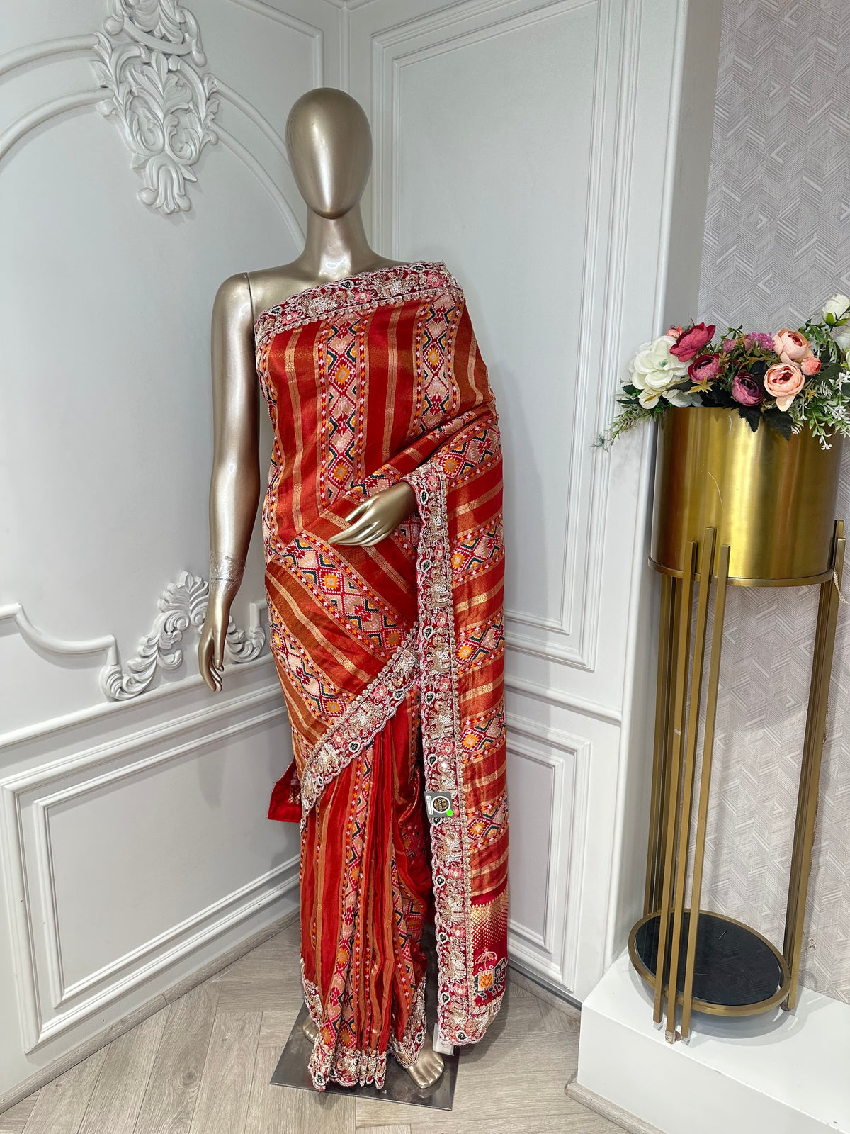 rust saree by Mamta Saree - full drape