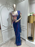 Blue Dot Print Saree