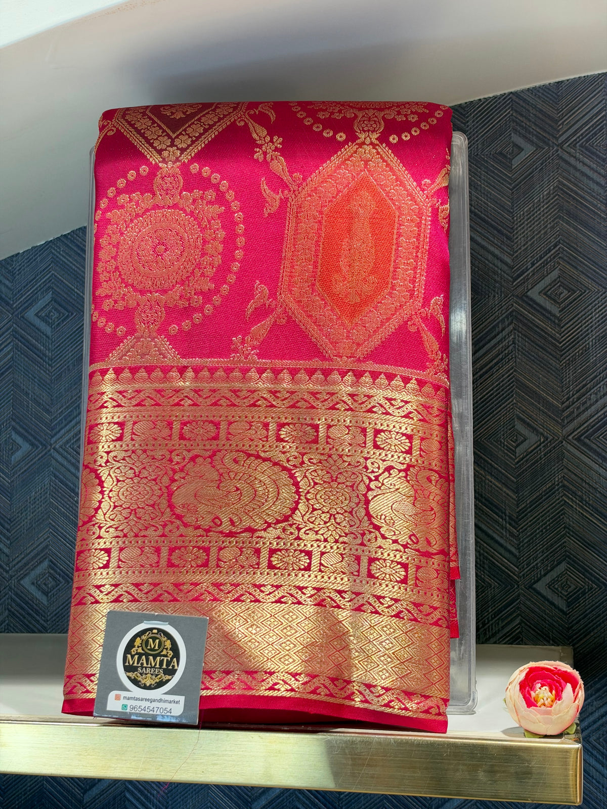 rani pink saree by Mamta Saree - full drape