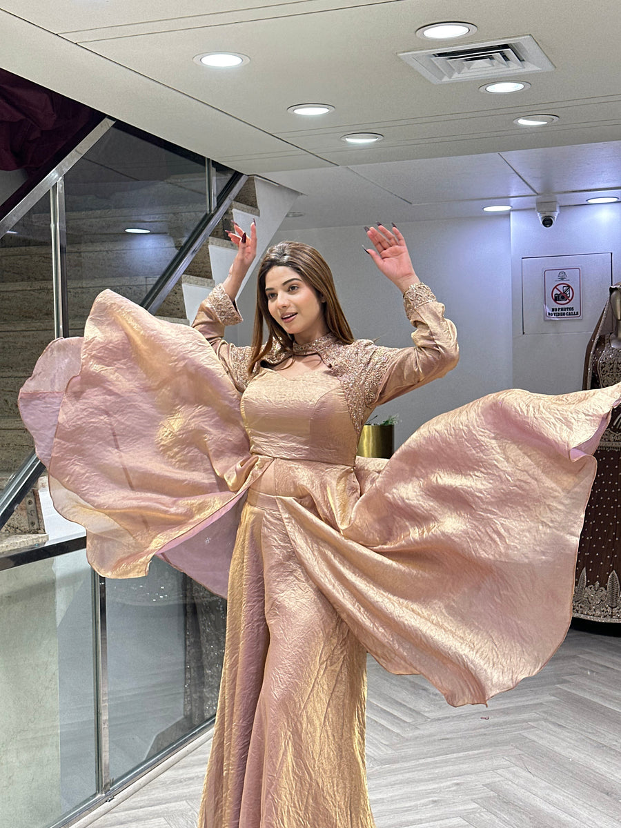 Rose gold gown by Mamta Saree - view 3