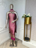 Mauve Paisley Woven Dress Material