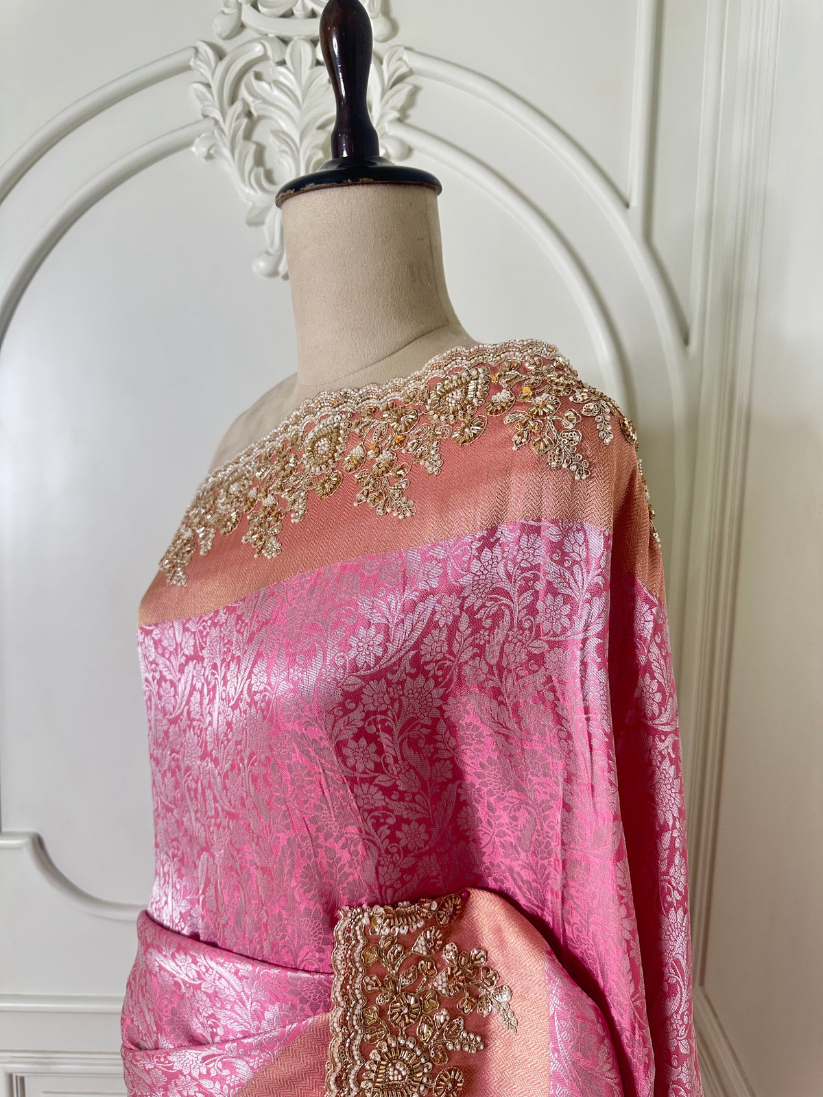 Pink saree by Mamta Saree - pallu detail