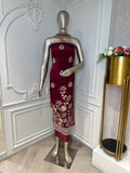 Maroon Floral Embroidered Suit Set