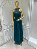 Teal Green Beaded Gown