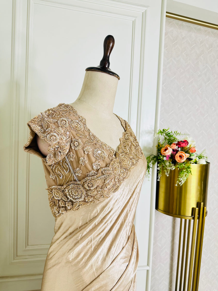 golden saree by Mamta Saree - blouse