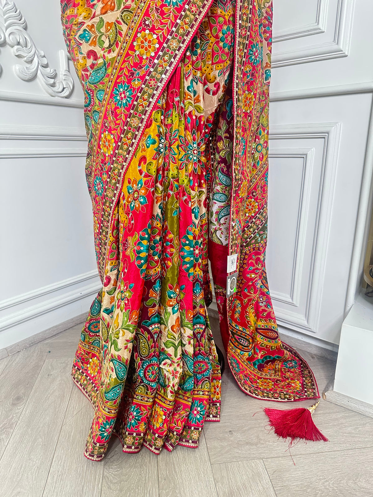 Multicolor Floral Printed Pre-Draped Saree