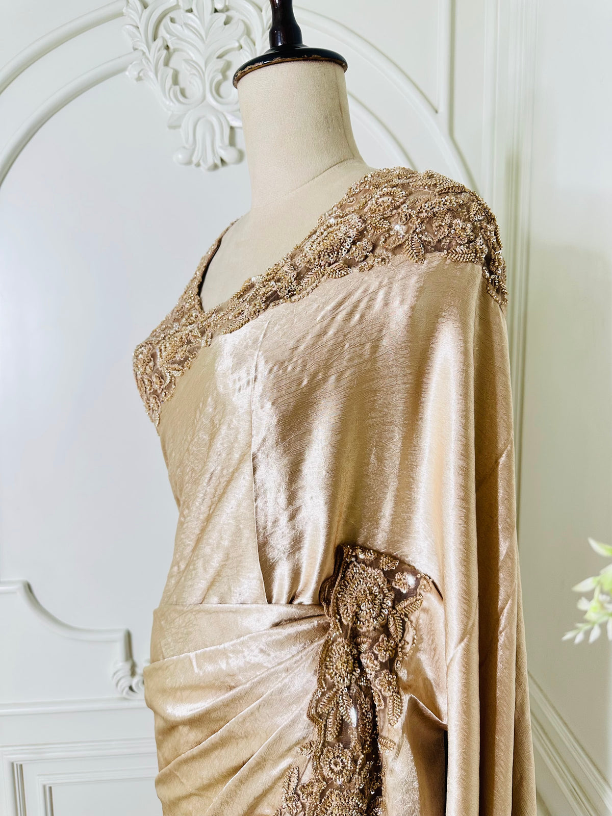 golden saree by Mamta Saree - blouse detail