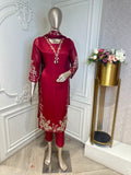Maroon Ivory Embroidered Suit