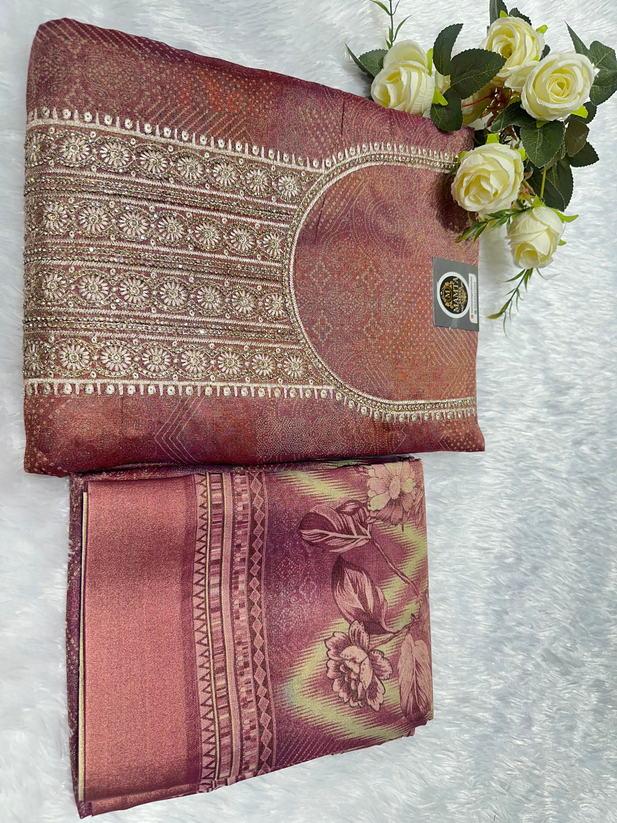 olive green dress material by Mamta Saree - view 2