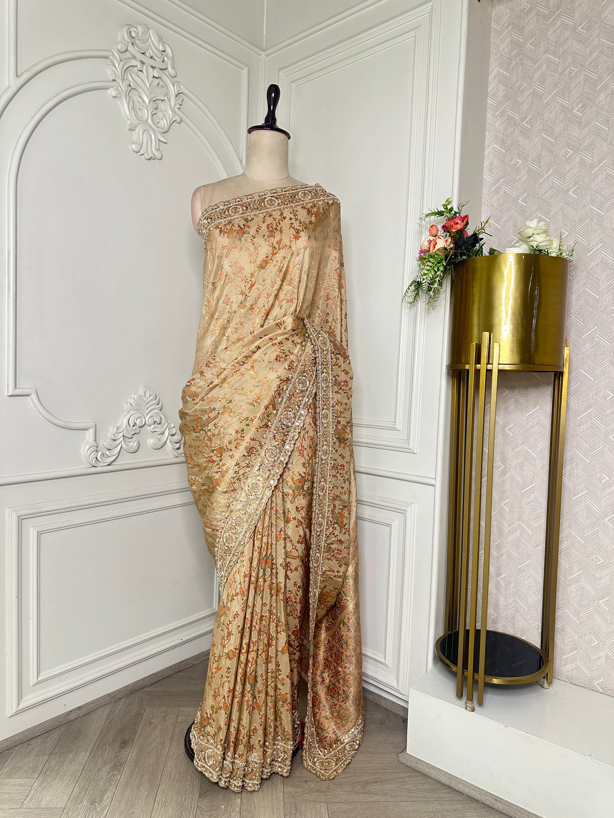 Golden saree by Mamta Saree - full drape