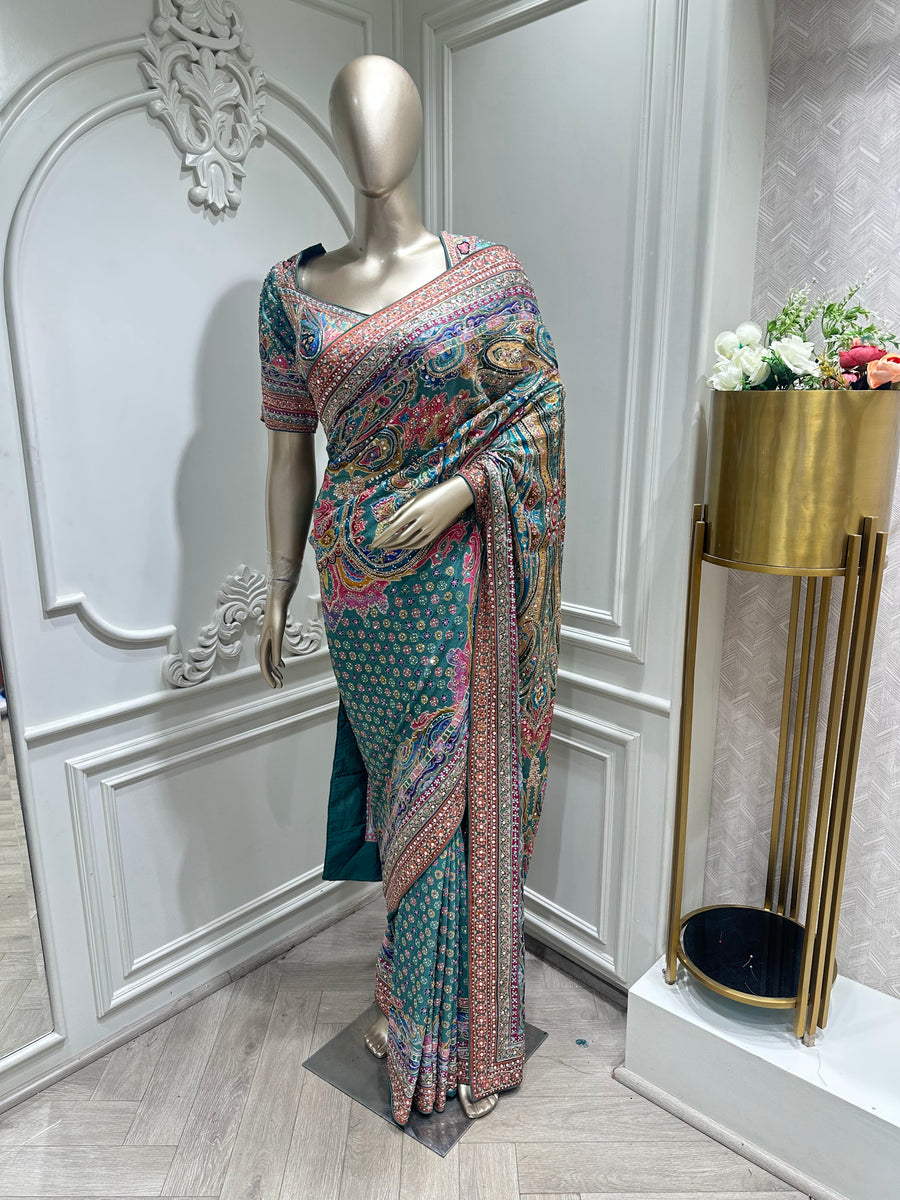 firoze saree by Mamta Saree - full look