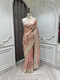 Dusty Pink Floral Embroidered Saree