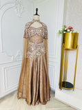 Brown Beaded Crop Top Fish-Cut Dress