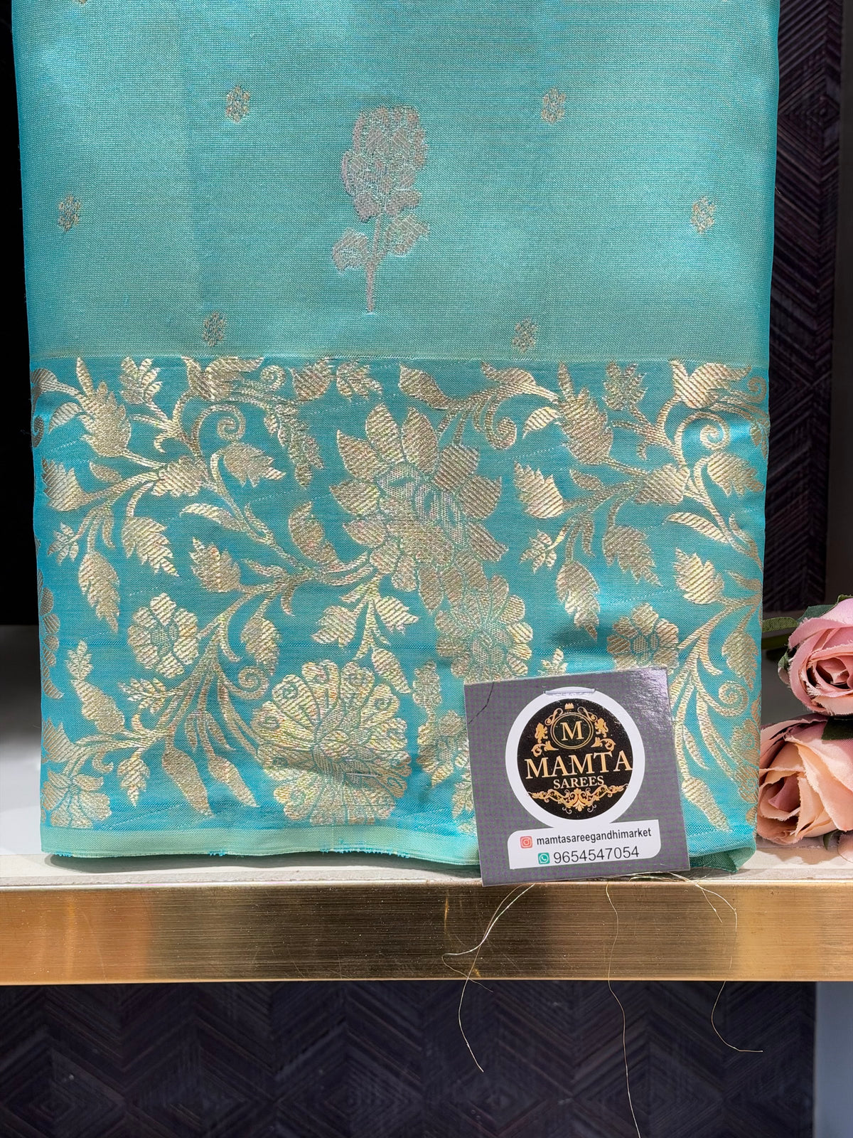 sky blue saree by Mamta Saree - border detail