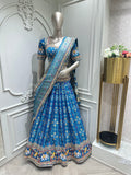 Blue Printed Lehenga Set