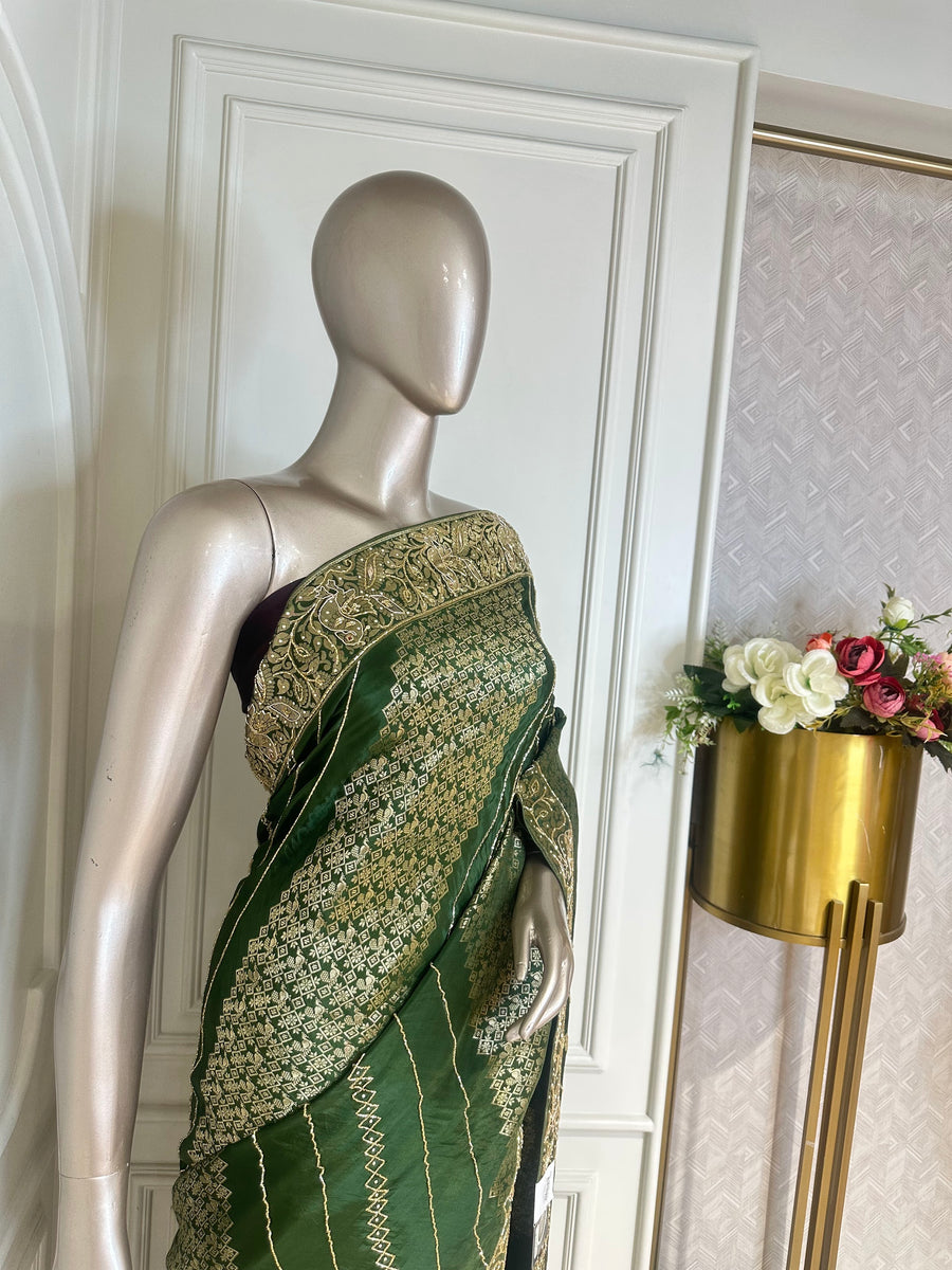 Green saree by Mamta Saree - border detail