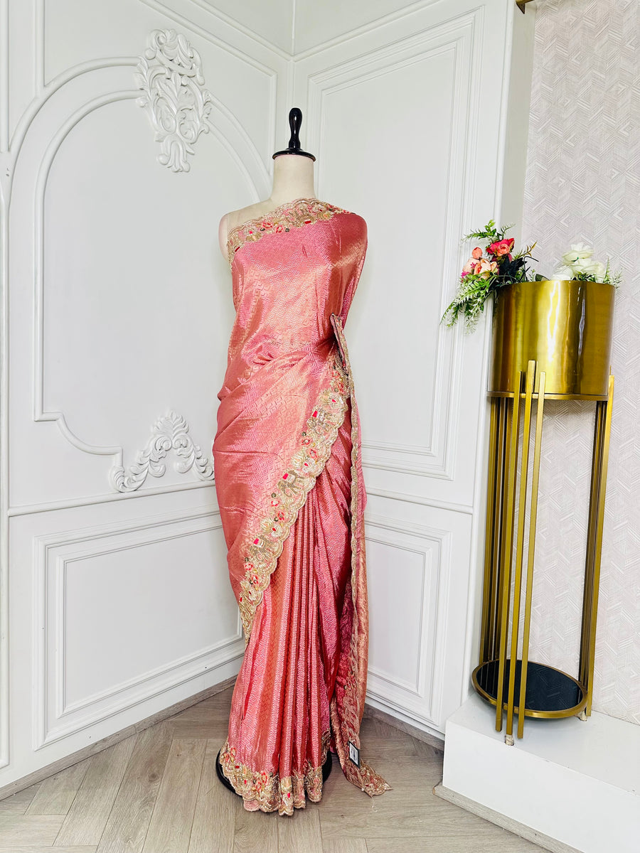 pink saree by Mamta Saree - full look