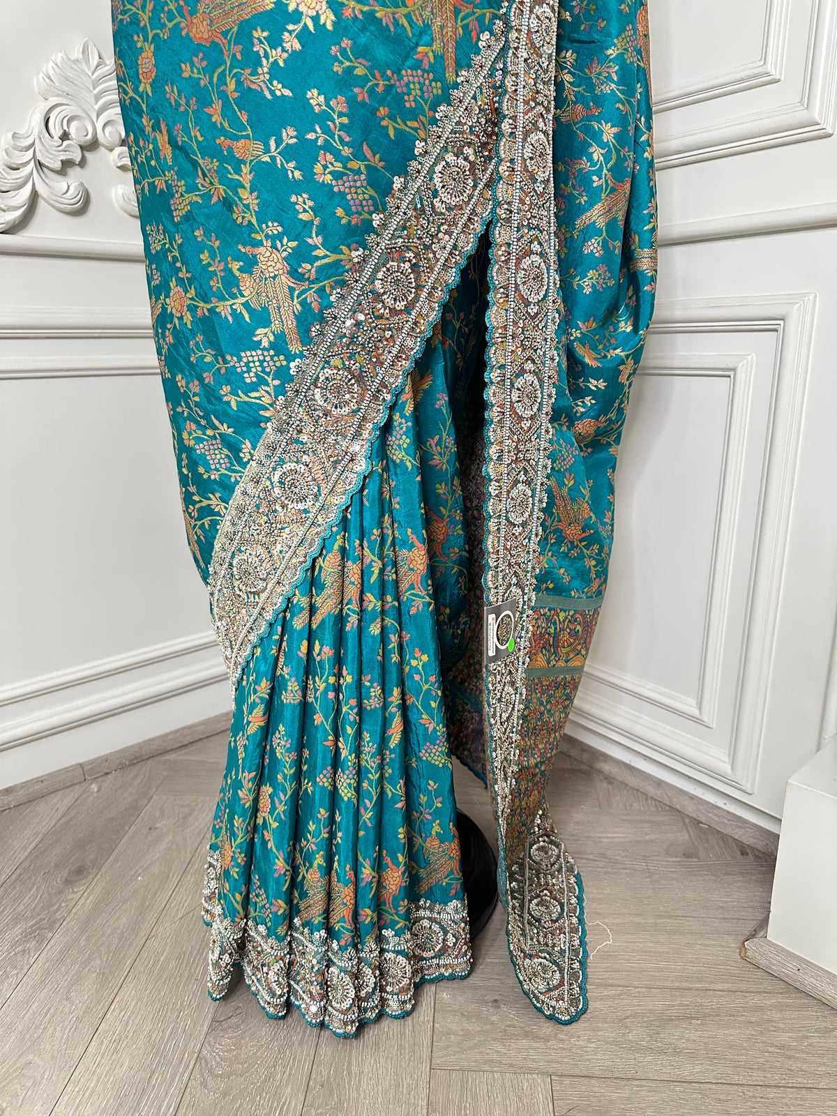 Firoze turquoise saree from the Pearl Position collection by Mamta Saree - view 4