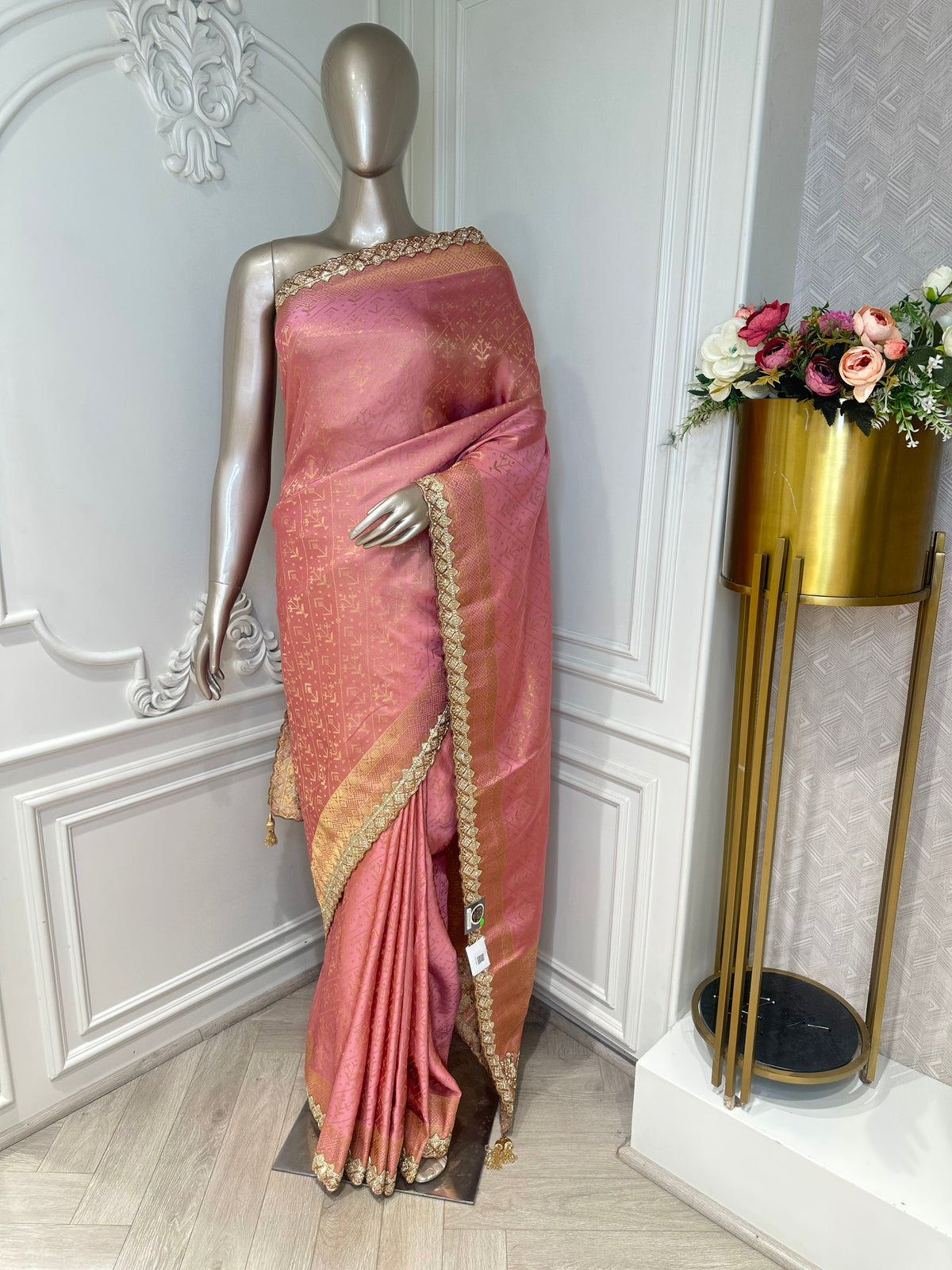 Dusty pink saree by Mamta Saree - full drape