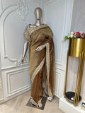 Golden Bronze Pearl Border Saree