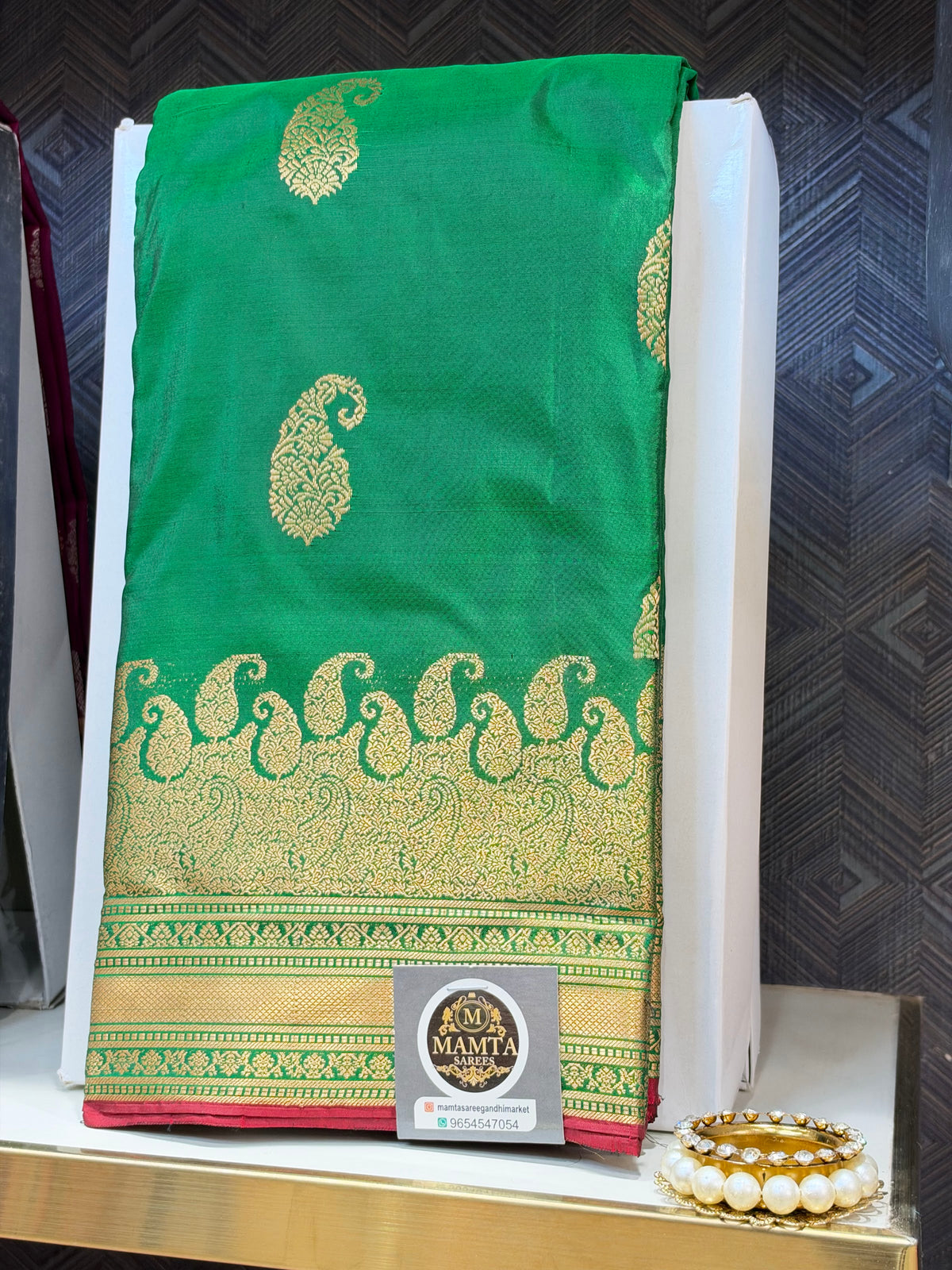 green saree by Mamta Saree - full drape