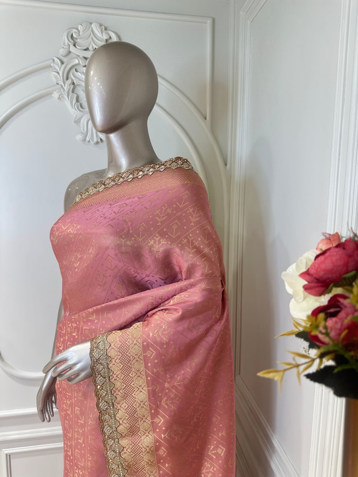 Dusty pink saree by Mamta Saree - pallu