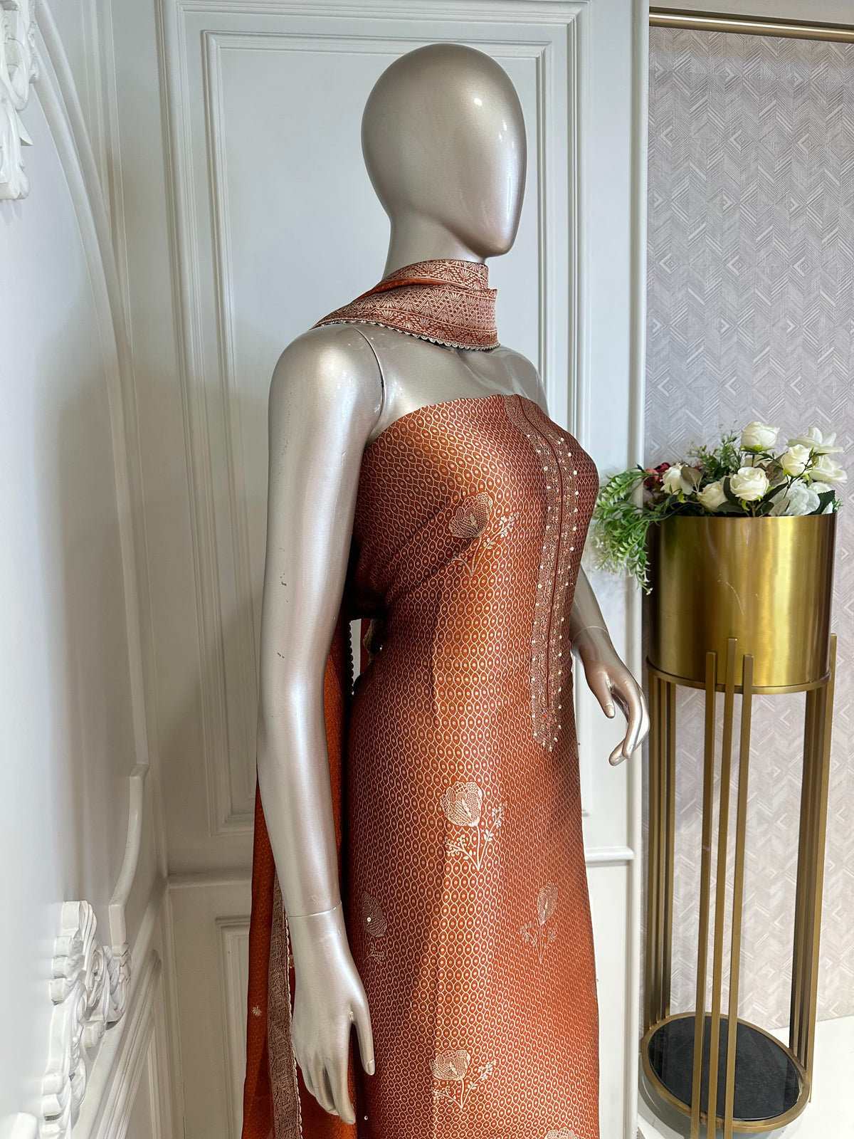 ivory saree by Mamta Saree - pallu detail