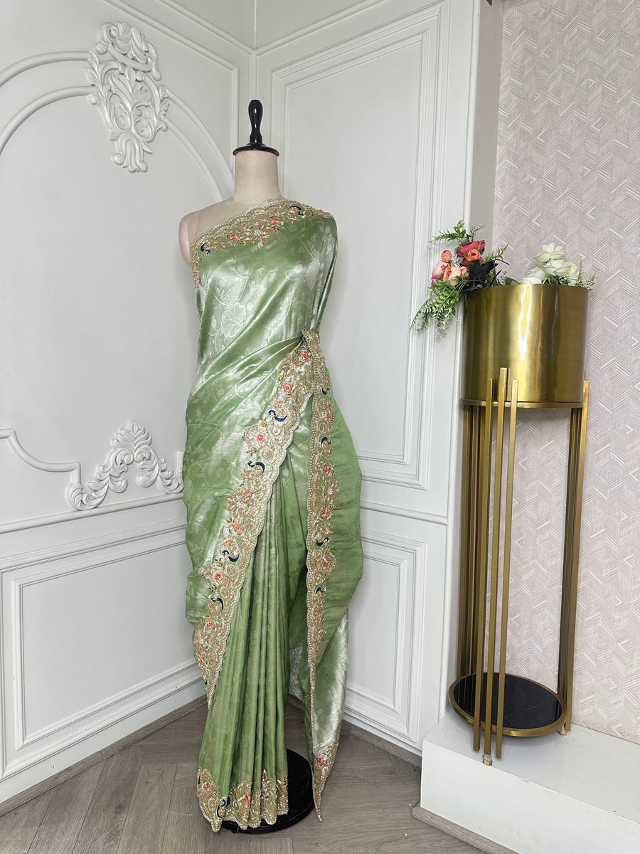 Pista saree by Mamta Saree - full drape