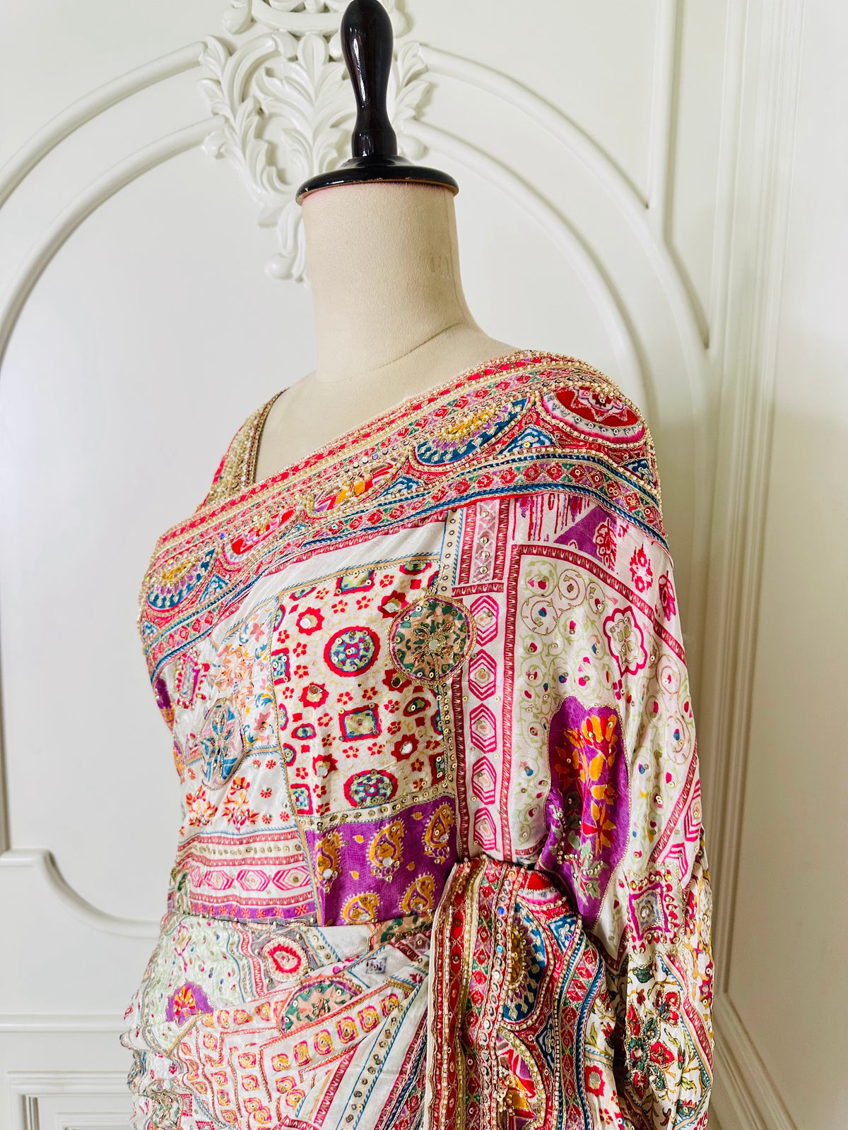 cream multicolour saree by Mamta Saree - blouse detail