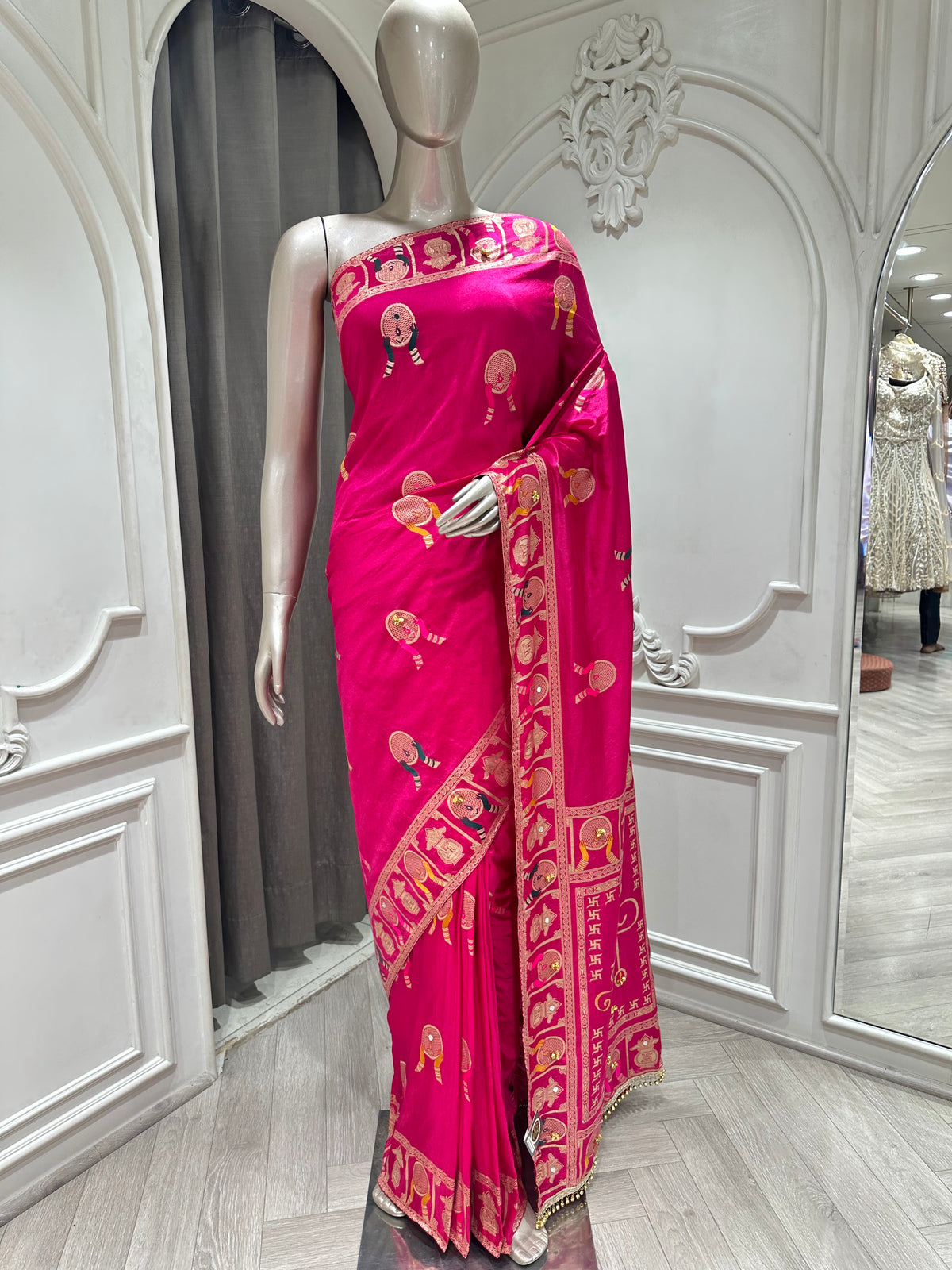 pink saree by Mamta Saree - full look